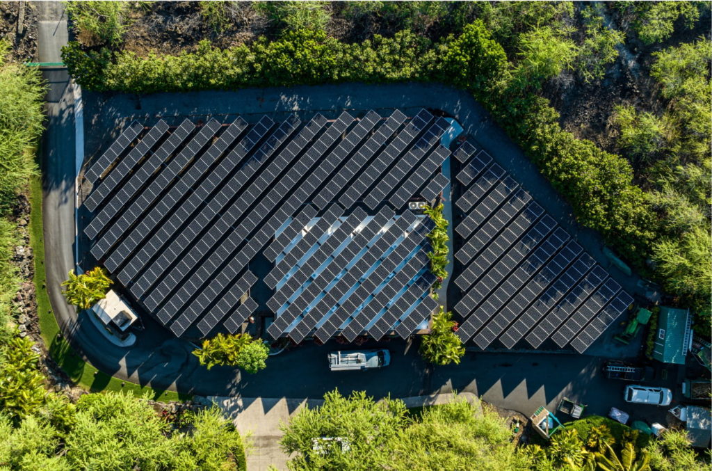 An aerial view of solar panel microgird.