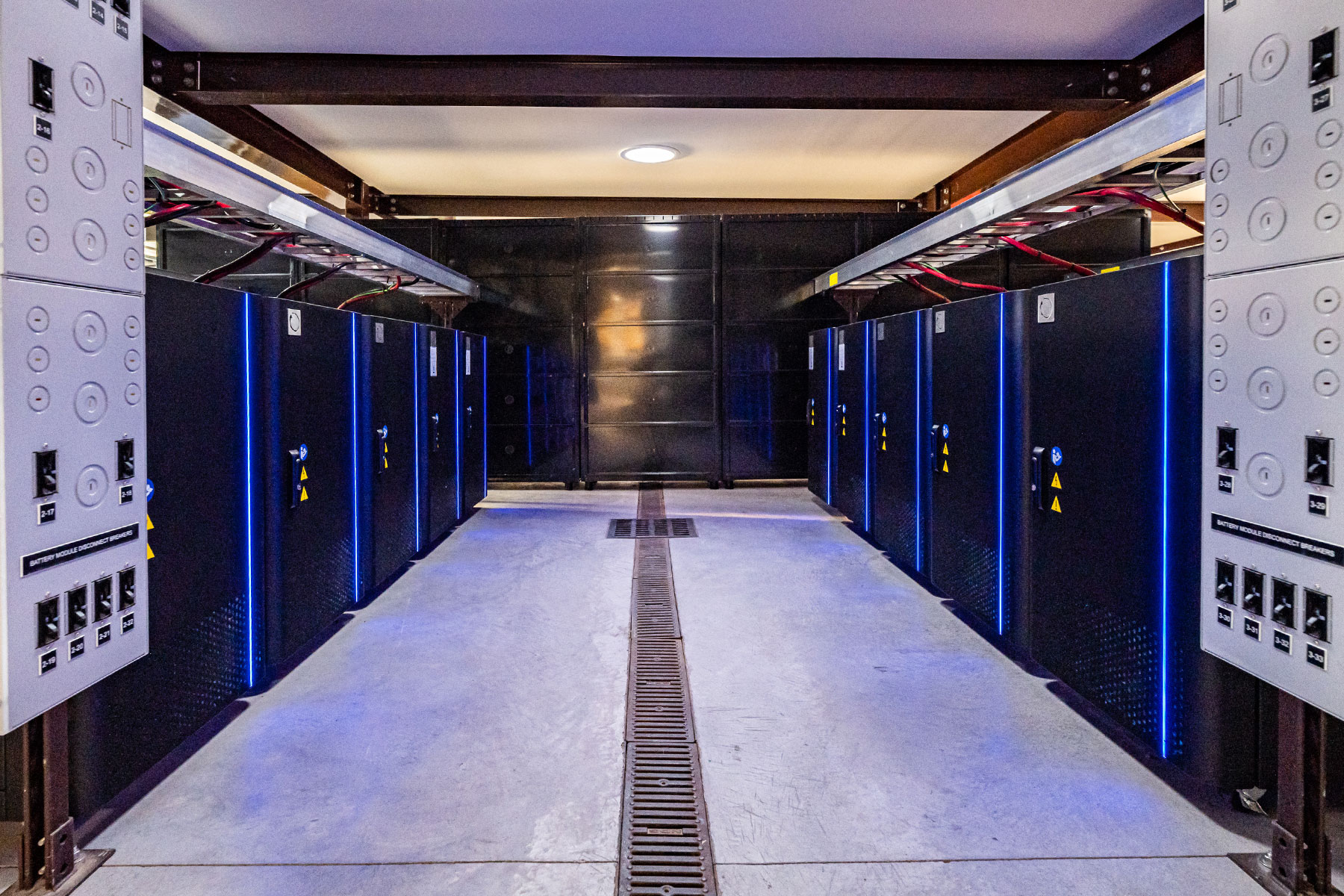 A room of Blue Ion HI batteries