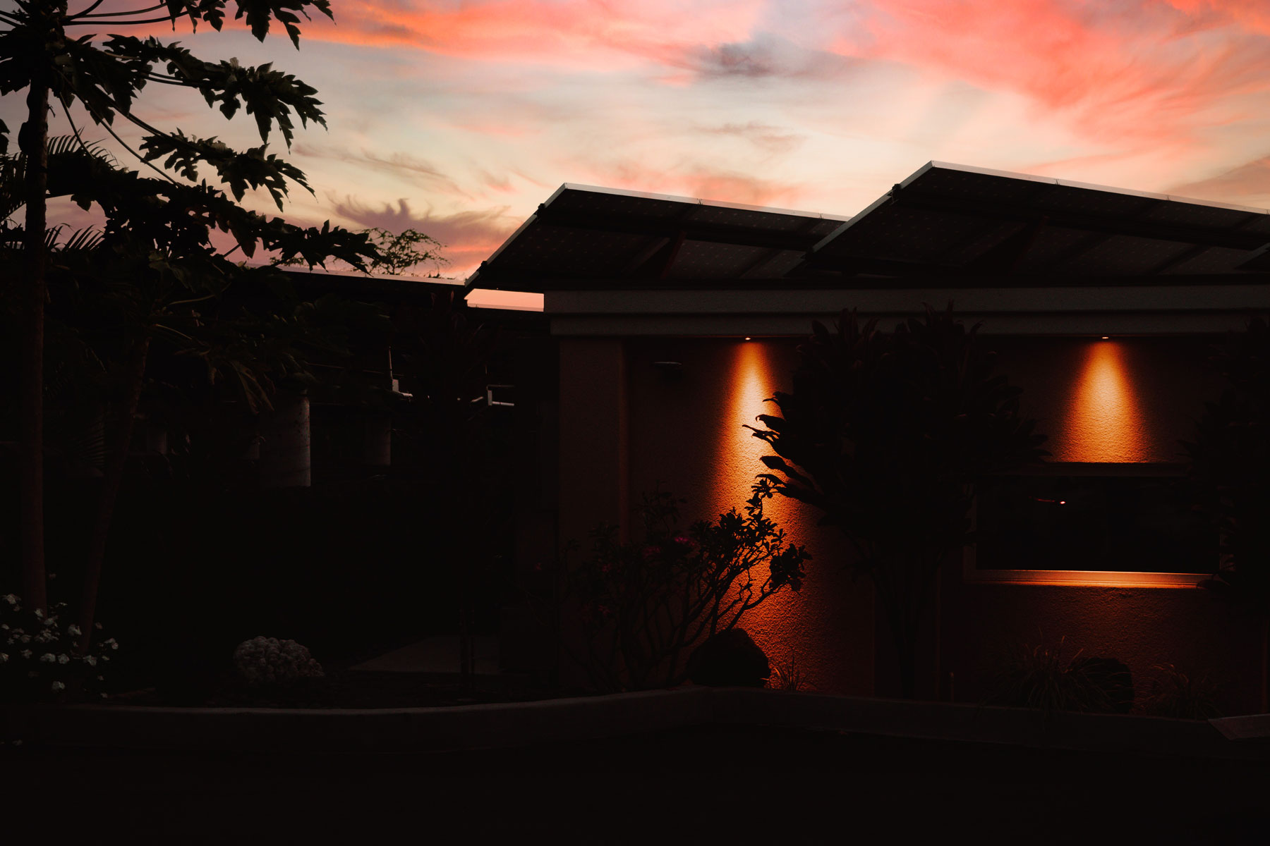 RES solar installation at sunset, Bakken Estate