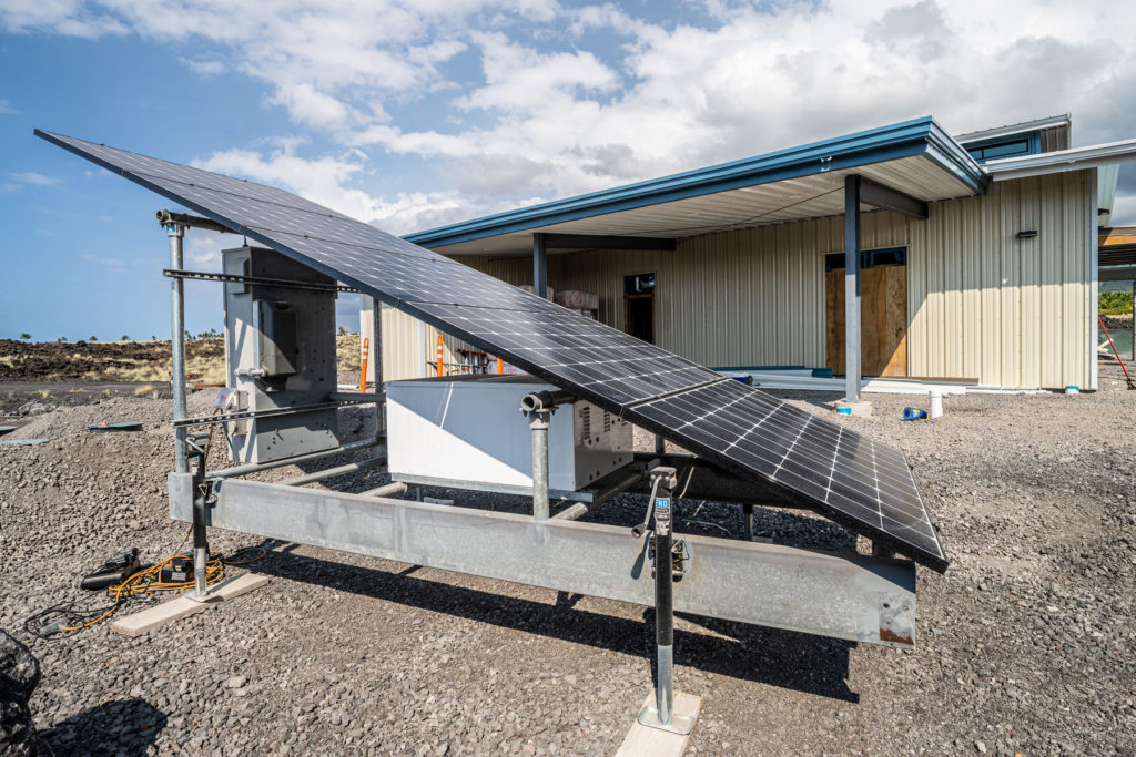 A mobile power system at a construction site.