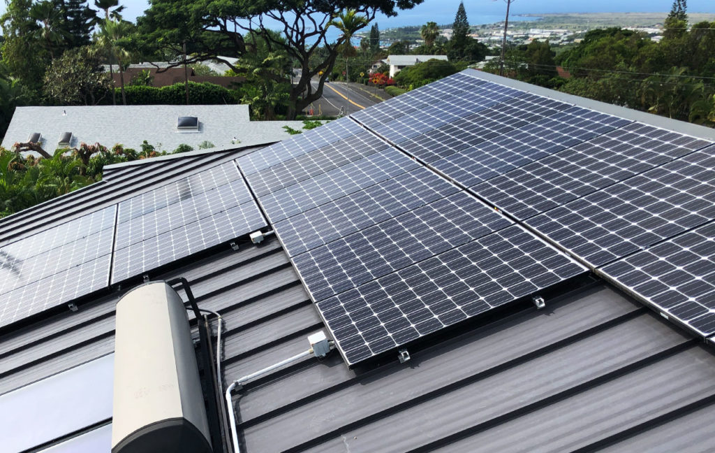 Solar panels on the roof of a house.