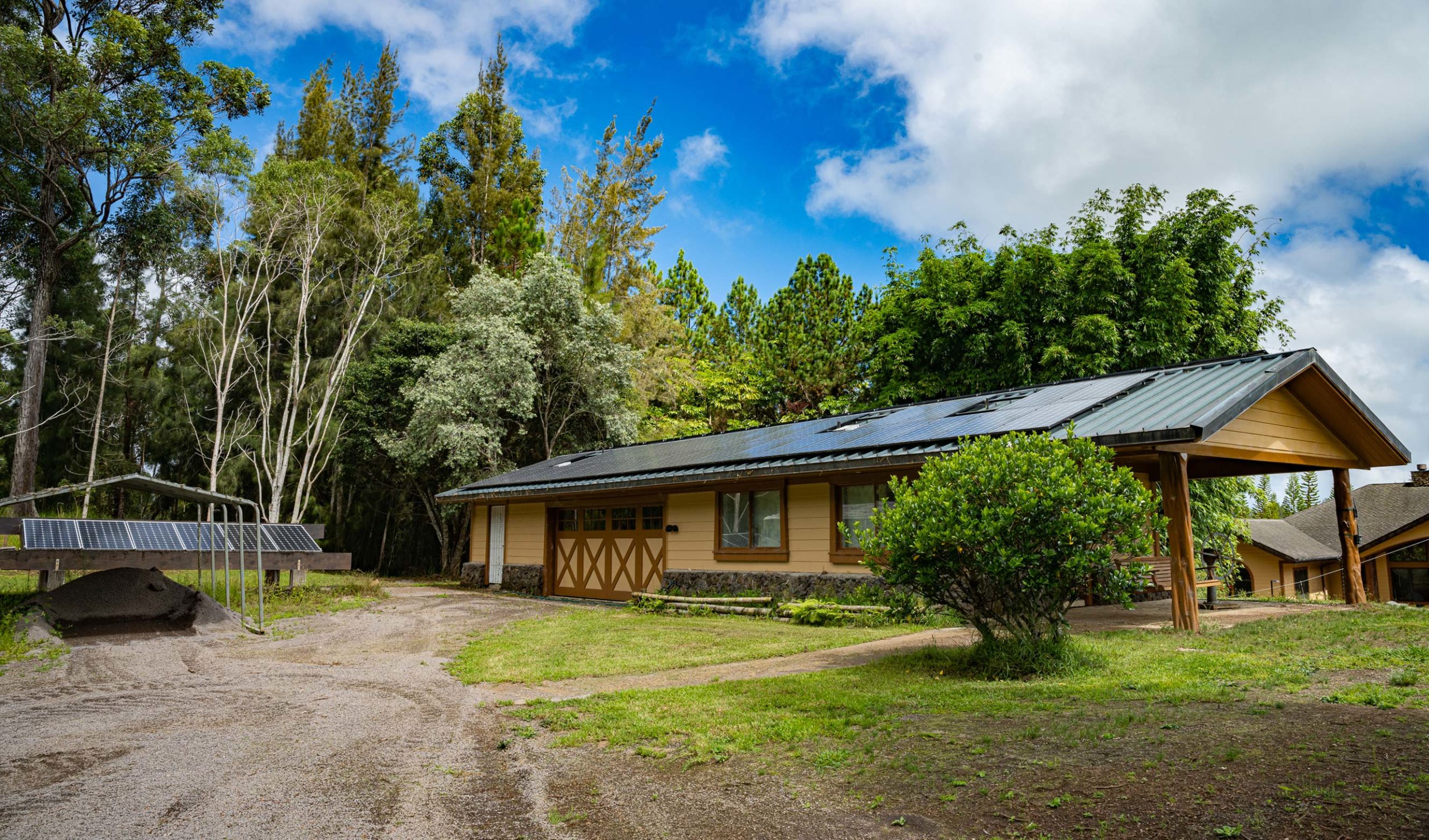 A house with solar panels on the roof.